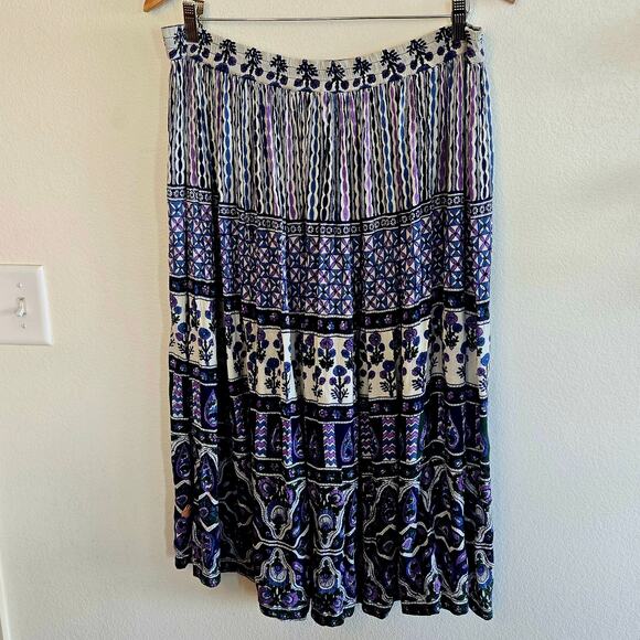 Vintage Elastic waist tiered midi maxi peasant skirt 1980s - Picture 6 of 6